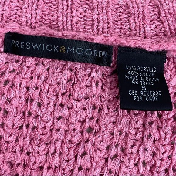 Preswick & Moore Loose Weave V-neck Sweater Rose Pink Small - Picture 10 of 13